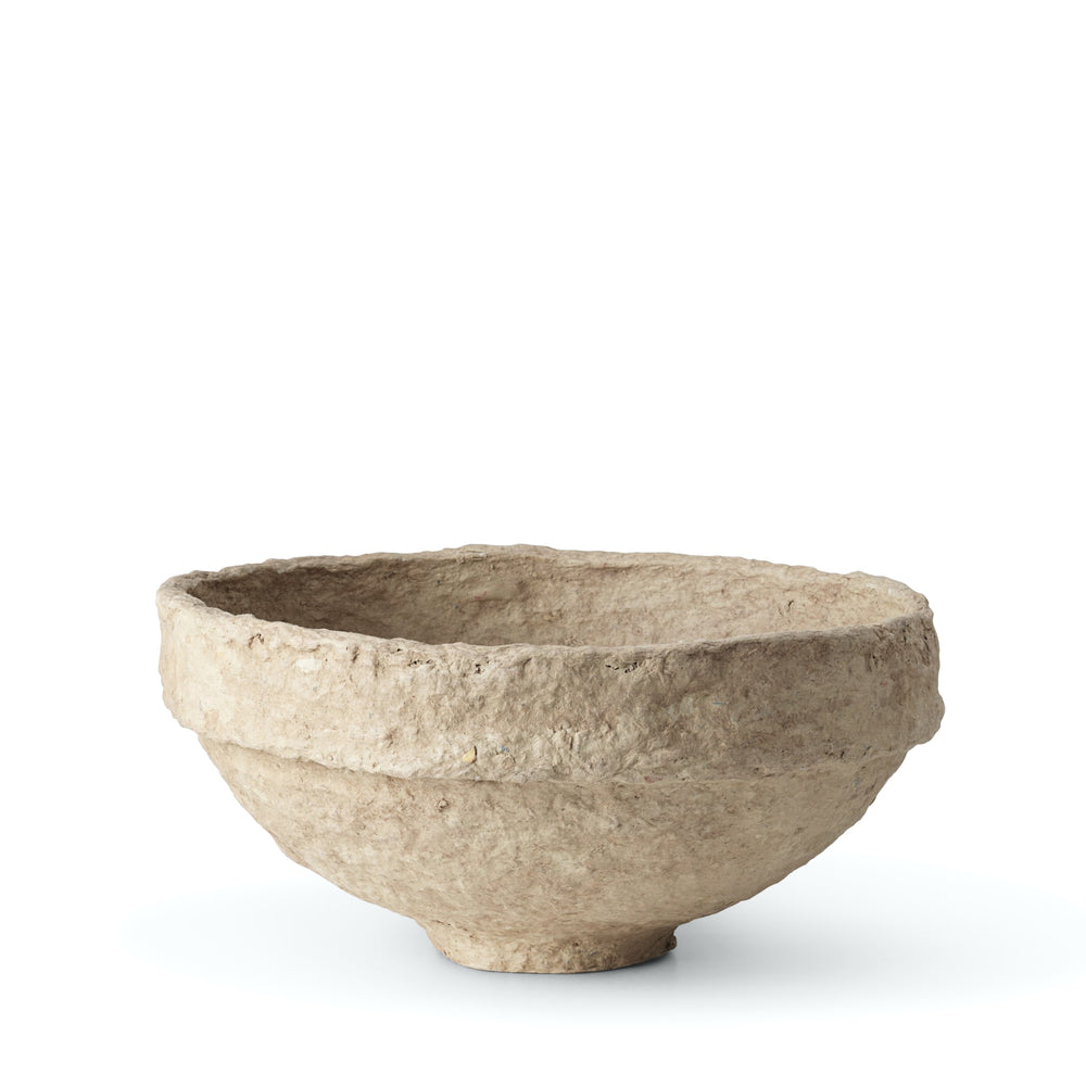 SUSTAIN sculptural papier mache bowl, sand